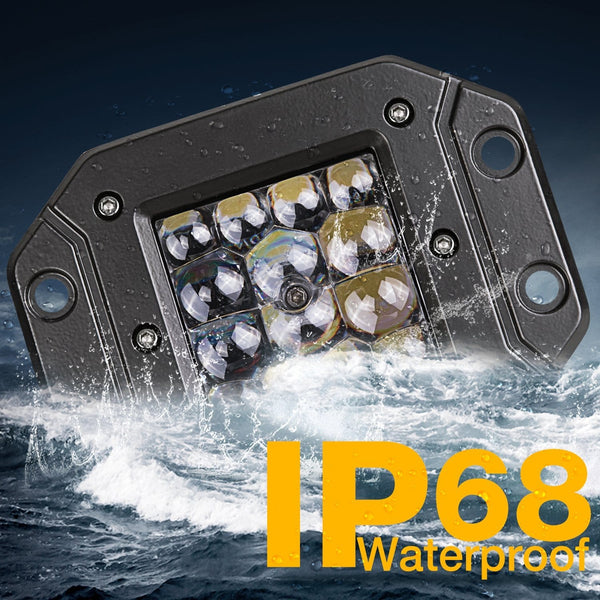 Quad Row LED Pods, AKD Part 2pcs 84W LED Flush Mount 5 inch Spot Beam Philips LED Light Bar LED Work Light Driving Lights Super Bright Fog Light Off Road Lights for Truck Bumper Boat
