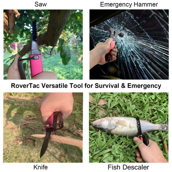 RoverTac Multitool Camping Tool Survival Gear Handy Gifts for Dad Men UPGRADED 14 in 1 Stainless Steel Multi tool with Hammer Axe Knife Plier Screwdrivers Saw Bottle Opener Durable Sheath