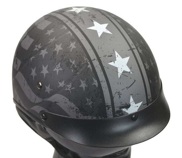 Vega Helmets Warrior Motorcycle Half Helmet with Sunshield for Men & Women, Adjustable Size Dial DOT Half Face Skull Cap for Bike Cruiser Chopper Moped Scooter ATV (Medium, Patriotic Flag Graphic)