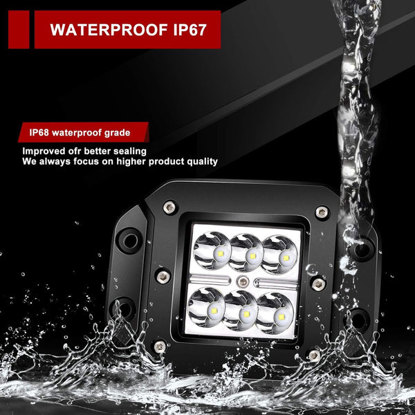 LED Light Bar TURBOSII 4Pcs 3x3 4.5inch Flush Mount Led Lights Pods Spot Beam Offroad Led Work Lights Bar Driving Fog Lights Boat Light For Pickup Jeep Truck Tacoma Bumper Lights 12V 24V