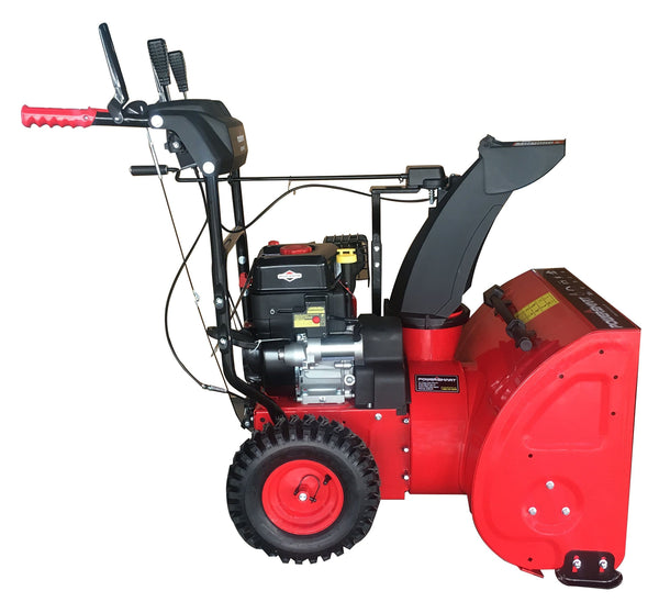 PowerSmart DB7651BS-24 2-Stage Briggs & Stratton Gas Snow Blower, 24", Red, Black