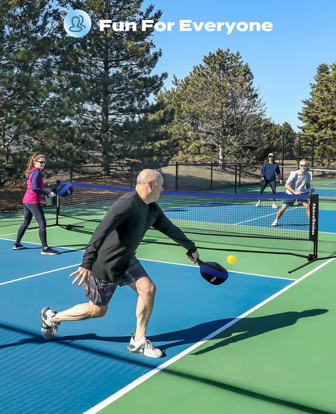 AboveGenius Pickleball Set with Net(17 FT), Pickleball Paddles Set of 1 2 3 4, Portable Pickleball Net for Outdoor Indoor Driveway, 4 Pickleball Balls, 1 Storage Bag, 1 Carry Bag, 1 Court Marker Blue