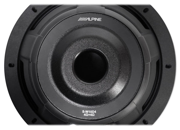 (2) Alpine S-W10D4 10" 3600 Watt Dual 4-Ohm Car Audio Subwoofers DVC Subs SW10D4