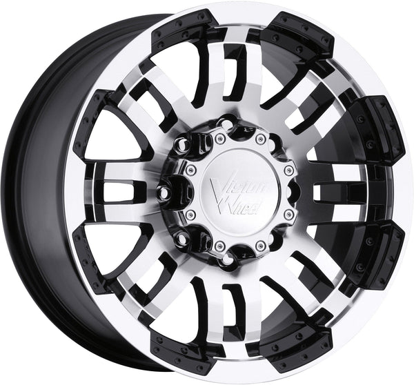 Vision Warrior 375 Gloss Black Machined Face Wheel (16x8"/6x139.7mm) - Ultra Pickleball