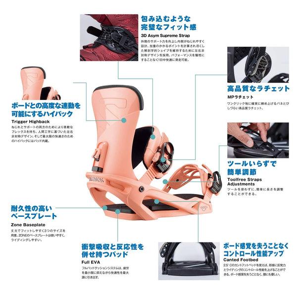 SALOMON Vendetta Snowboard Bindings Womens Sz M (8-10.5) Coral Reef