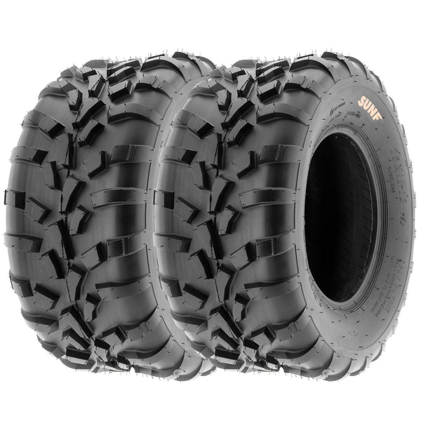 Set of 4 SunF A010 25x8-12 Front & 25x11-10 Rear ATV UTV Lawn Mowers Tires, 6 PR, Tubeless