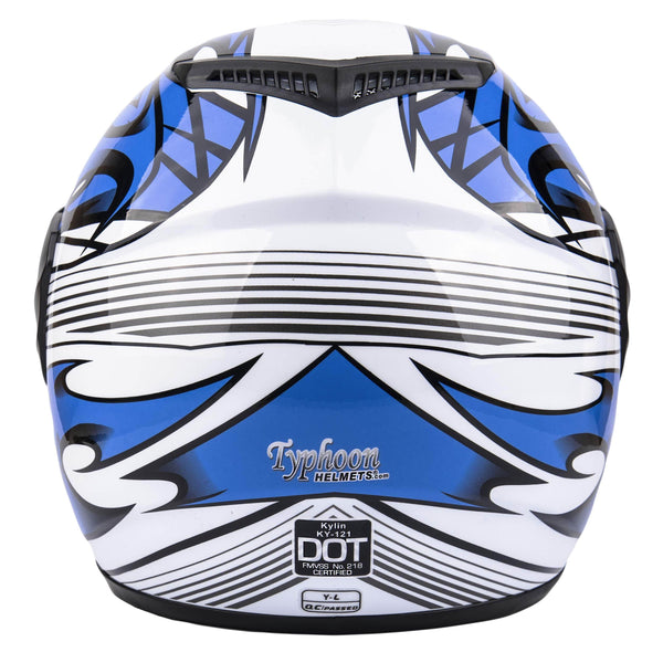 Typhoon Youth Full Face Motorcycle Helmet Kids DOT Street - Ships Same Day - Blue (Small)