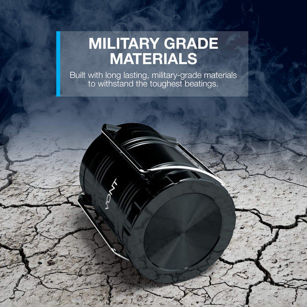 Vont 4 Pack LED Camping Lantern, LED Lantern, Suitable for Survival Kits for Hurricane, Emergency Light, Storm, Outages, Outdoor Portable Lanterns, Black, Collapsible, (Batteries Included)