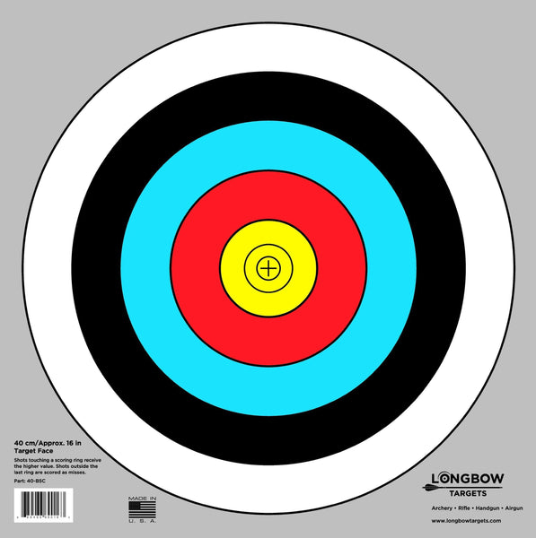 Archery 40cm & 80cm Targets by Longbow (20 Pack, 40cm/Approx 17" (5 Ring))