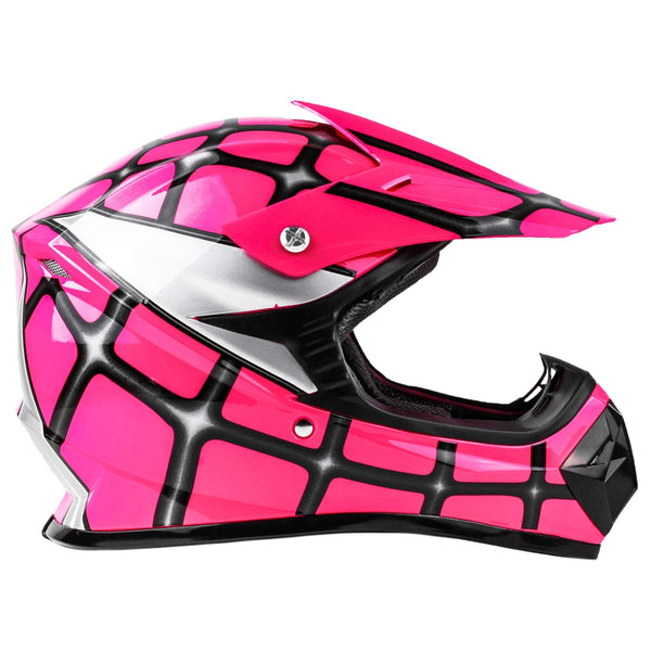 Typhoon Kids Youth Offroad Helmet DOT Motocross ATV Dirt Bike MX Motorcycle Spiderman Pink, Medium
