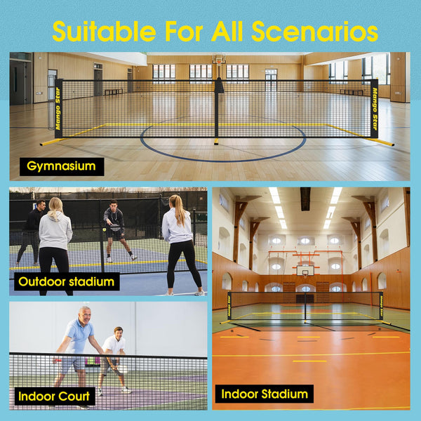 MangoStar Pickleball Net, 22FT Portable Pickleball Nets with Exclusive Ball Holder, Court Marker, 4 Pickleballs, Tape Measure, Regulation Size Pickle Ball Net for Outdoor Indoor Driveway