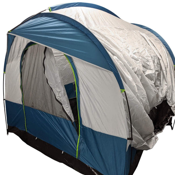 North East Harbor Universal SUV Camping Tent - Up to 8-Person Sleeping Capacity, Includes Rainfly and Storage Bag - 8' W x 8' L x 7.2' H - Gray and Blue