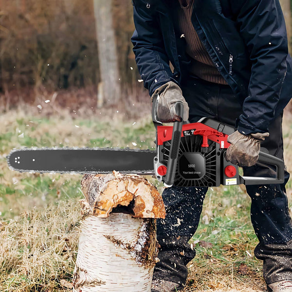 Yiilove 20" 58CC Gas Powered Chainsaw 2 Stroke Handed Petrol Gasoline Chain Saw for Cutting Wood with Tool Kit (Red)