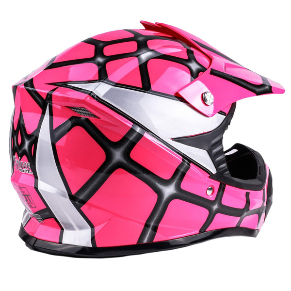 Typhoon Kids Youth Offroad Helmet DOT Motocross ATV Dirt Bike MX Motorcycle Spiderman Pink, Medium