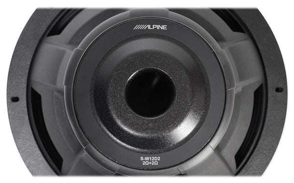 (2) Alpine S-W12D2 12" 3600 Watt Dual 2-Ohm Car Audio Subwoofers DVC Subs SW12D2
