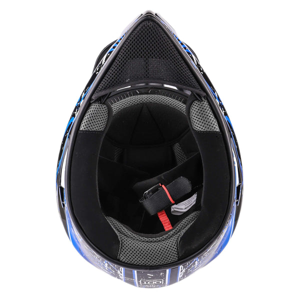 Typhoon Adult Dirt Bike Helmet ATV Off Road ORV Motocross Helmet DOT Motorcycle Blue (Large)