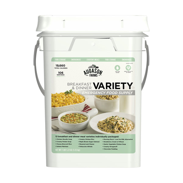 Augason Farms Breakfast and Dinner Variety Pail Emergency Food Supply Everyday Meals 4 Gallon Pail