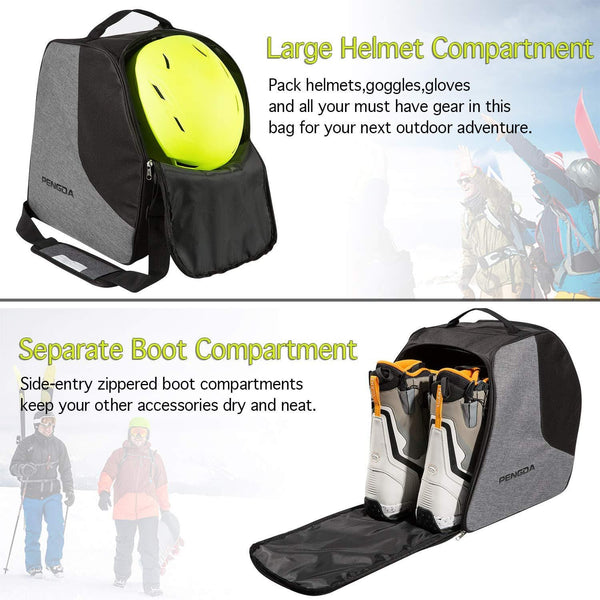 PENGDA Ski Boot Bag - Snowboard Boot Bag Premium Snow Gear Travel Shoulder Bag for Ski Helmets, Goggles, Gloves, Ski Apparel & Boot Storage(2 Separate Compartments)