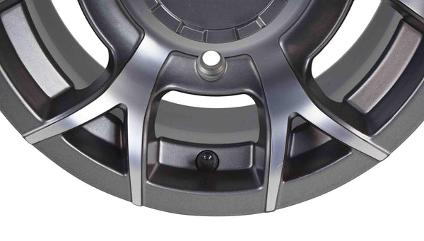 12 inch MASSFX Pit Viper 12x7 4/156 ATV UTV Rims Gun Metal Grey Finish Polaris RZR - 4 Pack Gunmetal Wheels with Lug Nuts