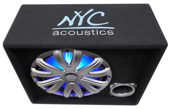 NYC Acoustics NSE12L 12" 1200W Powered/Amplified Car Subwoofer/Sub Enclosure+LED