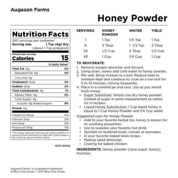 Augason Farms Honey Powder,3 LBS