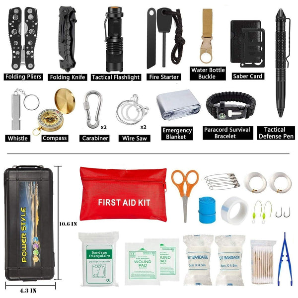 Emergency Survival Kit 36 in 1, Survival Gear Tool Kit SOS Survival Tool Emergency Blanket Tactical Pen Flashlight Pliers Wire Saw for Wilderness Camping Hiking First Aid Survival Kit for Earthquake