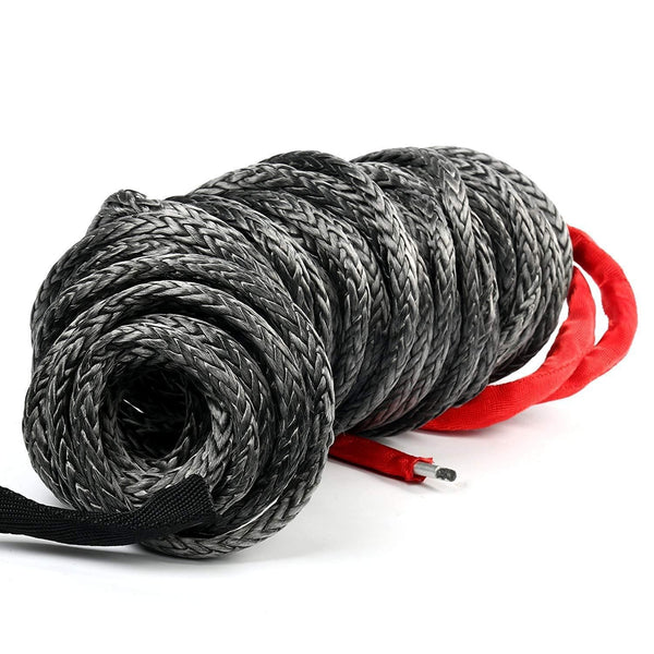 95ft x 3/8" BLACK Synthetic Winch Rope Line Cable 20500LBs w/ Protective Sleeve Compatible with ATV UTV Truck Boat Ramsey