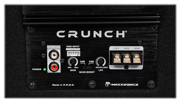 Crunch CR-212A 1000w Dual 12" Powered Loaded Subwoofers In Enclosure + Wire Kit