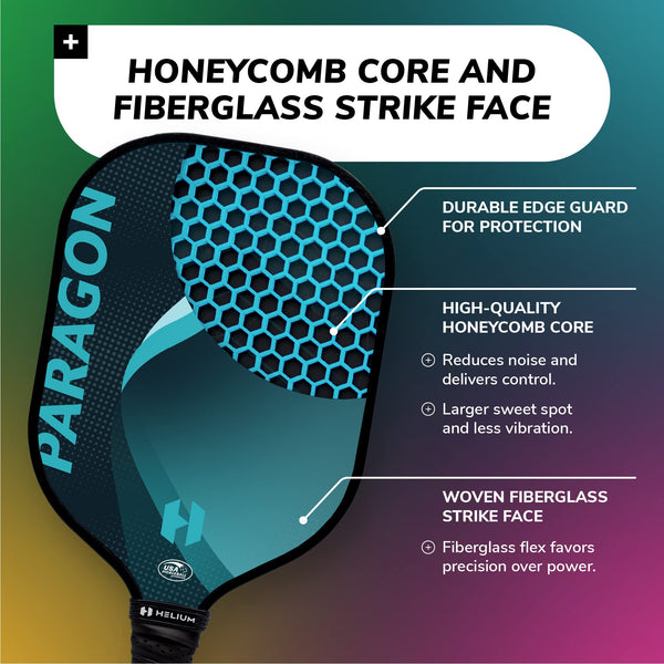 Helium Paragon Pickleball Paddles Set of 4 - USAPA Certified - Graphite Fiberglass Surface, Lightweight Honeycomb Core