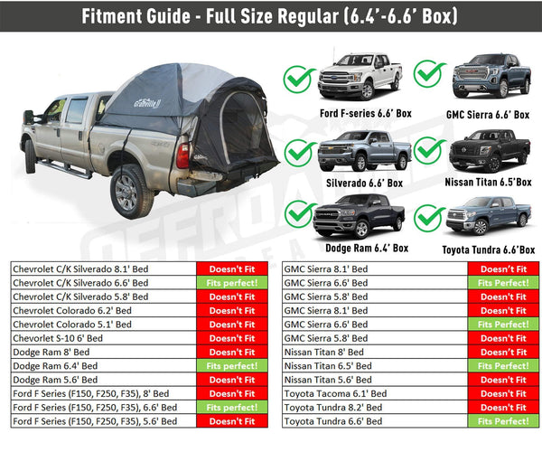 Offroading Gear Pickup Truck Bed Camping Tent, 6.5' Ft Box Length (Without Front Awning)