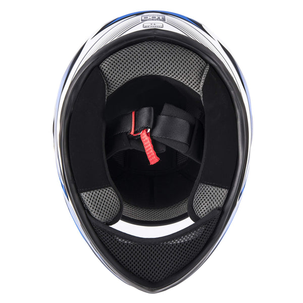 Typhoon Youth Full Face Motorcycle Helmet Kids DOT Street - Ships Same Day - Blue (Small)