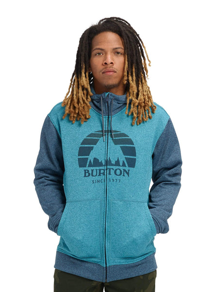 Burton Men's Oak Full-Zip, Blue Curaçao Heather, Large