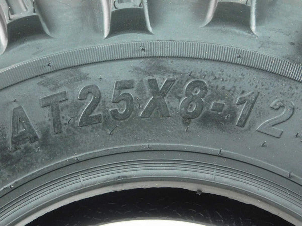 Set of 4 New ATV/UTV Tires 2 of 25x8-12 Front and 2 of 25x10-12 Rear /6PR P377