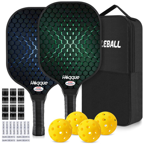 2 Set Pickbleball Paddles with Cover Case Overgrip Lead Tape, USAPA Approved Fiberglass Racket Grip Accessories Kit Carbon Fiber Pickle Ball Equipment 2023 Adult Men Racquet Pickle Ball Lover Gift…