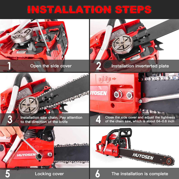 HUYOSEN Gas Power Chain Saws Corded 54.6 CC 2 Cycle Gas Powered Chainsaw Guide Bar Size 20 inchs 0.325 inchs 76DL Chain Guide Bar
