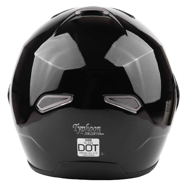 Typhoon G339 Dual Visor Modular Full Face Snowmobile Helmet With Heated Shield, Breath Box (Gloss Black, Medium)