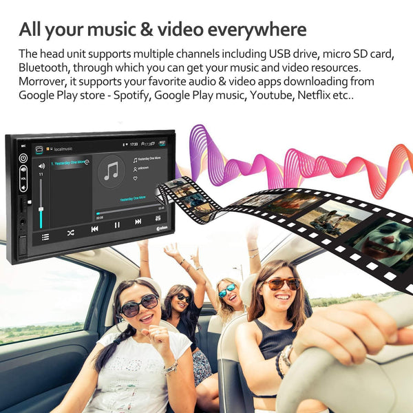 Double Din Android Car Stereo - Corehan Car Multimedia Radio with WiFi Bluetooth GPS Navigator Mirror Link 7 Inch Touch Screen