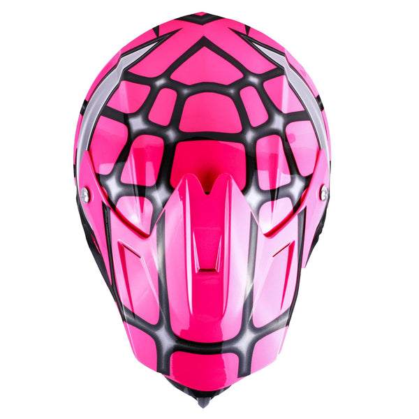 Typhoon Kids Youth Offroad Helmet DOT Motocross ATV Dirt Bike MX Motorcycle Spiderman Pink, Medium