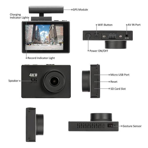 Lifechaser Dual Dash Cam 4K Front and Rear Car Camera 1080P+1080P, 3" OLED Touch Screen WiFi GPS Night Mode 150°, Parking Mode, Time Lapse, WDR, G-Sensor, Loop Recording for Cars, Trucks