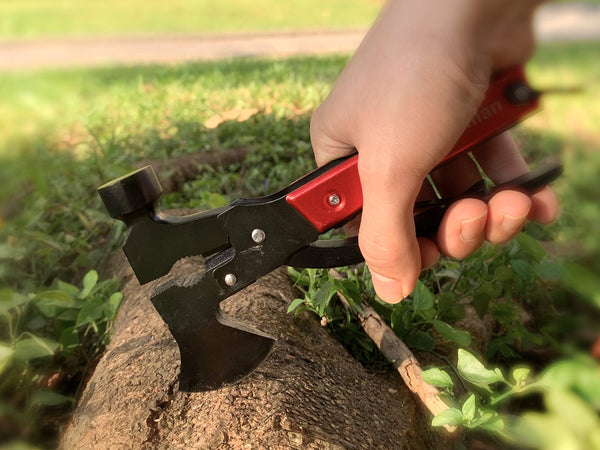 LOKMAN 14 in 1 Stainless Steel Multitool for Camping, Survival Kit, Outdoors, Car Emergency with Hammer, Axe, Knife, Plier, Screwdrivers,Wrench, Bottle Opener+ - Thanks Giving Gift for Father