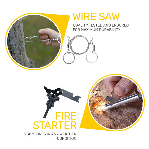 Oak Dweller Emergency Survival Kit 14 in 1, EDC Survival Gear Tool with Fire Starter, Tactical Pen, Flashlight, for Camping, Hiking, any Outdoor Adventure or Wilderness, Best Gifts for Men Husband Dad