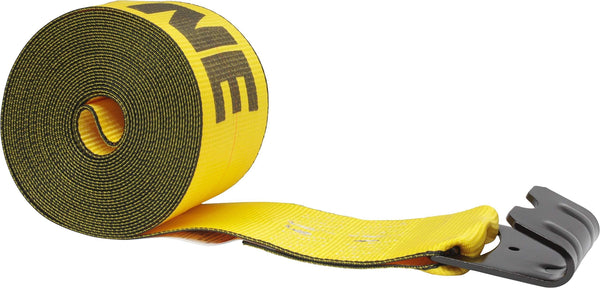 Mytee Products Kinedyne Winch Straps 4" x 30" Gold Heavy Duty Tie Down w/Flat Hooks WLL# 5400 lbs | 4 Inch Cargo Control for Flatbed Truck Utility Trailer (10 Pack)