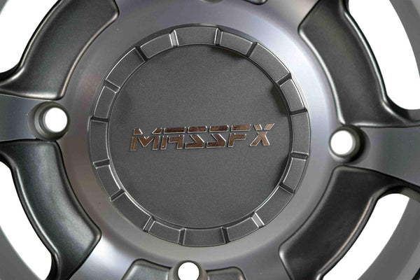 12 inch MASSFX Pit Viper 12x7 4/156 ATV UTV Rims Gun Metal Grey Finish Polaris RZR - 4 Pack Gunmetal Wheels with Lug Nuts