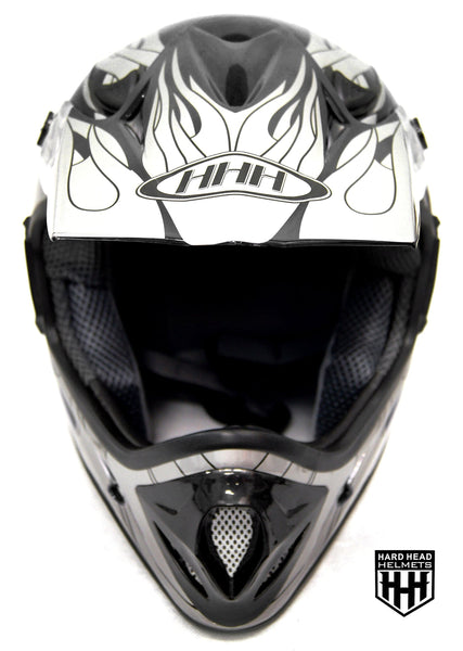 SmartDealsNow - HHH DOT Youth & Kids Helmet for Dirtbike ATV Motocross MX Offroad Motorcyle Street bike BLACK FLAME (Small)