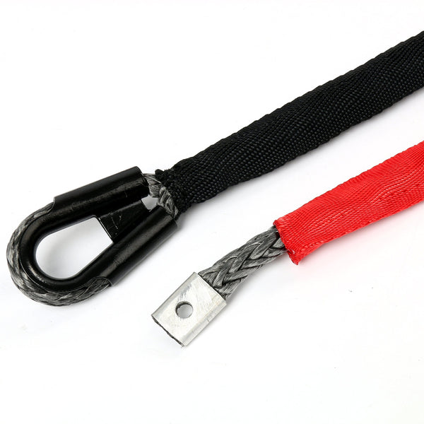 95ft x 3/8" BLACK Synthetic Winch Rope Line Cable 20500LBs w/ Protective Sleeve Compatible with ATV UTV Truck Boat Ramsey