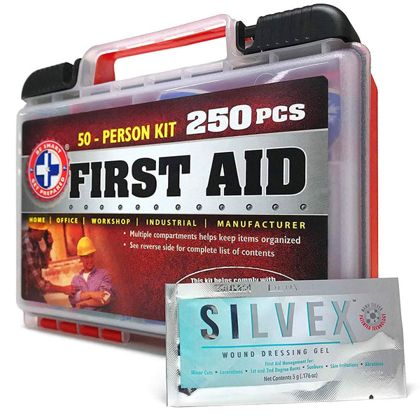 "Be Smart Get Prepared 250Piece First Aid Kit, Exceeds OSHA Ansi Standards for 50 People - Office, Home, Car, School, Emergency, Survival, Camping, Hunting, Sports"