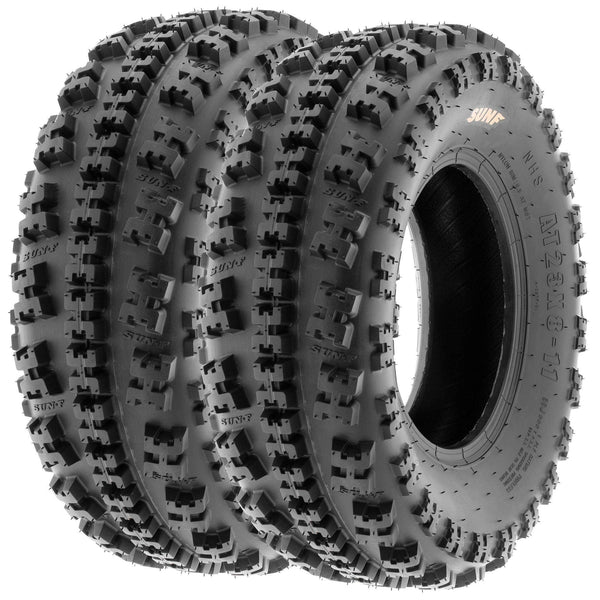 Set of 4 SunF A027 XC 22x7-10 Front & 20x11-9 Rear ATV UTV Knobby Sport Tires, 6 PR, Tubeless