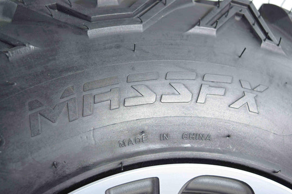 MASSFX SL 25x8-12 25x10-12 ATV Tires with QUAKE Gunmetal 12x7 4/156 Rims UTV Wheel and Tire Kit with Lug Nuts