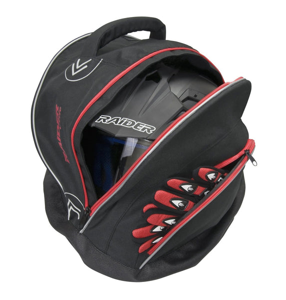 Raider BCS-10 Elite Motorcycle Helmet Bag Storage Fleece Lined Zip Up Black-Waterproof Shell
