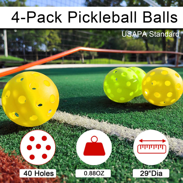 Pickleball Net for Driveway with 4 Pickle Balls, 22FT Pickleball Net Regulation Size with Carrying Bag and Weather Resistance Strong Steel Frame